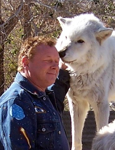 Tim with wolf